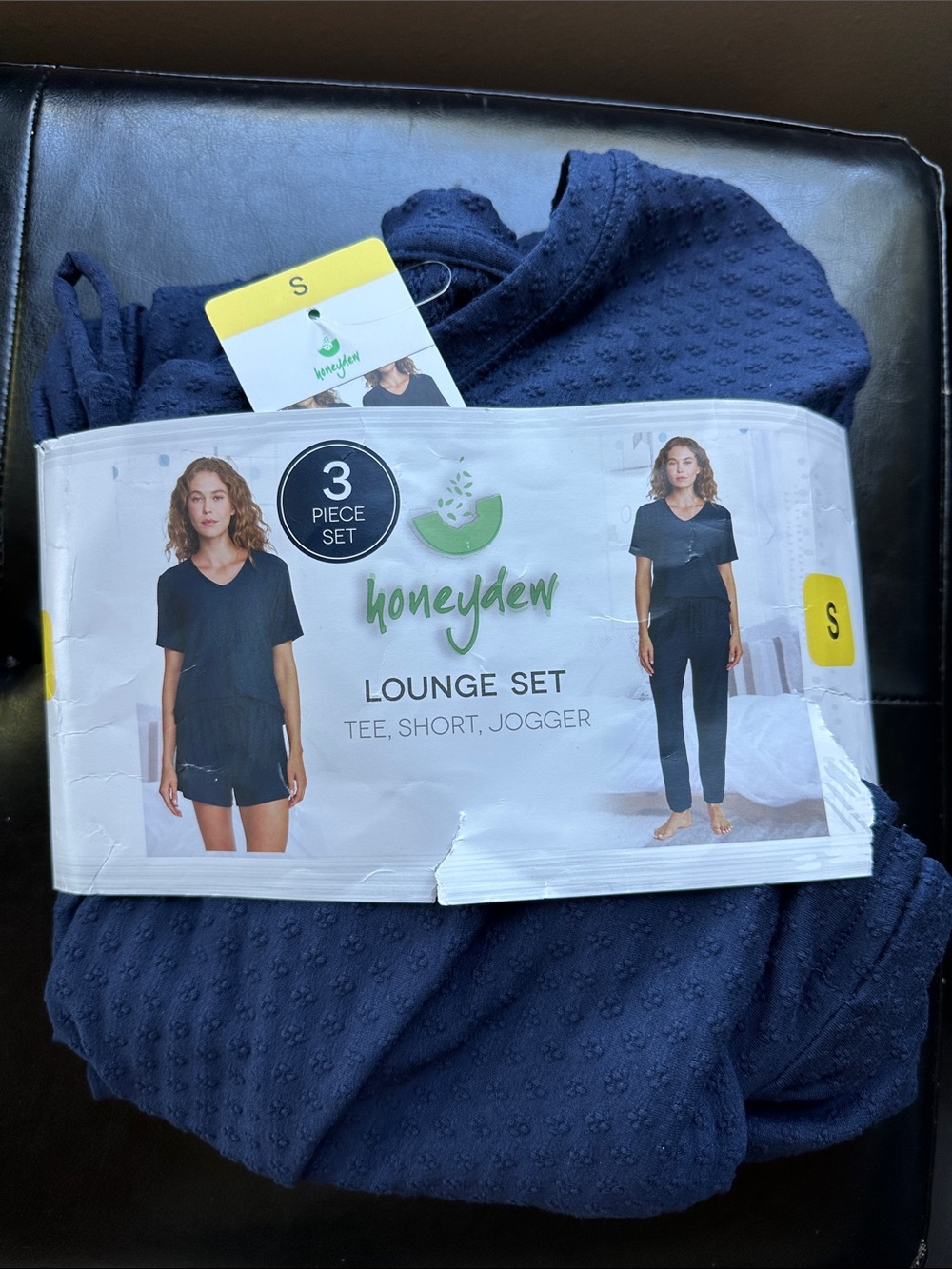 NWT Honeydew Intimates Navy 3-Piece Lounge Set Tee, Shorts & Joggers Small Comfy